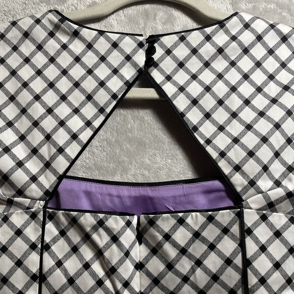 White House Black Market Modern Gingham Back Cutout Blouse Top Size 12 - Picture 6 of 11